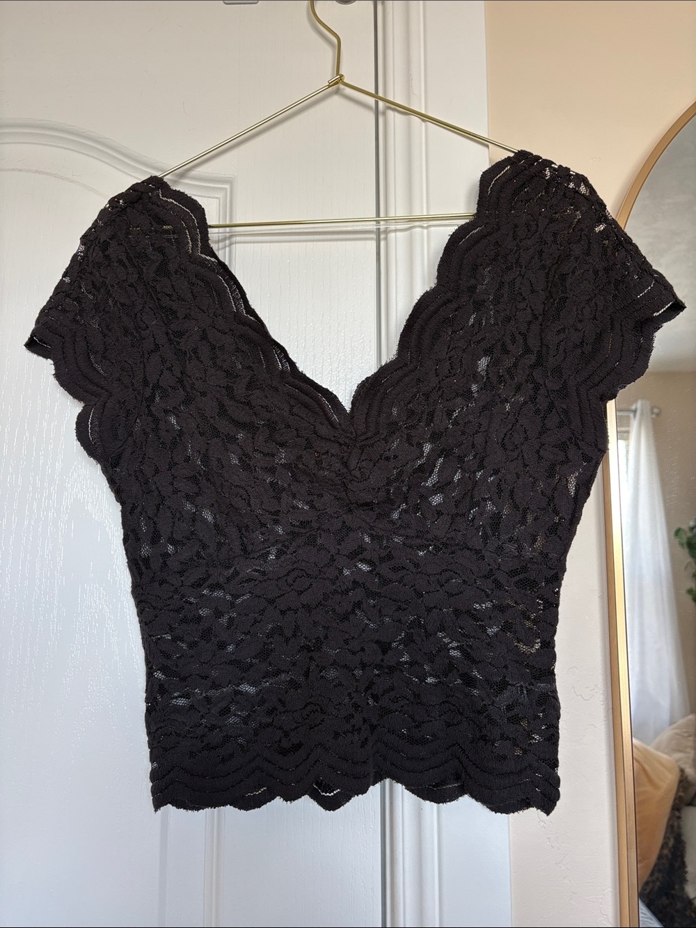 Shyanne Black Lace V-Neck Crop Top